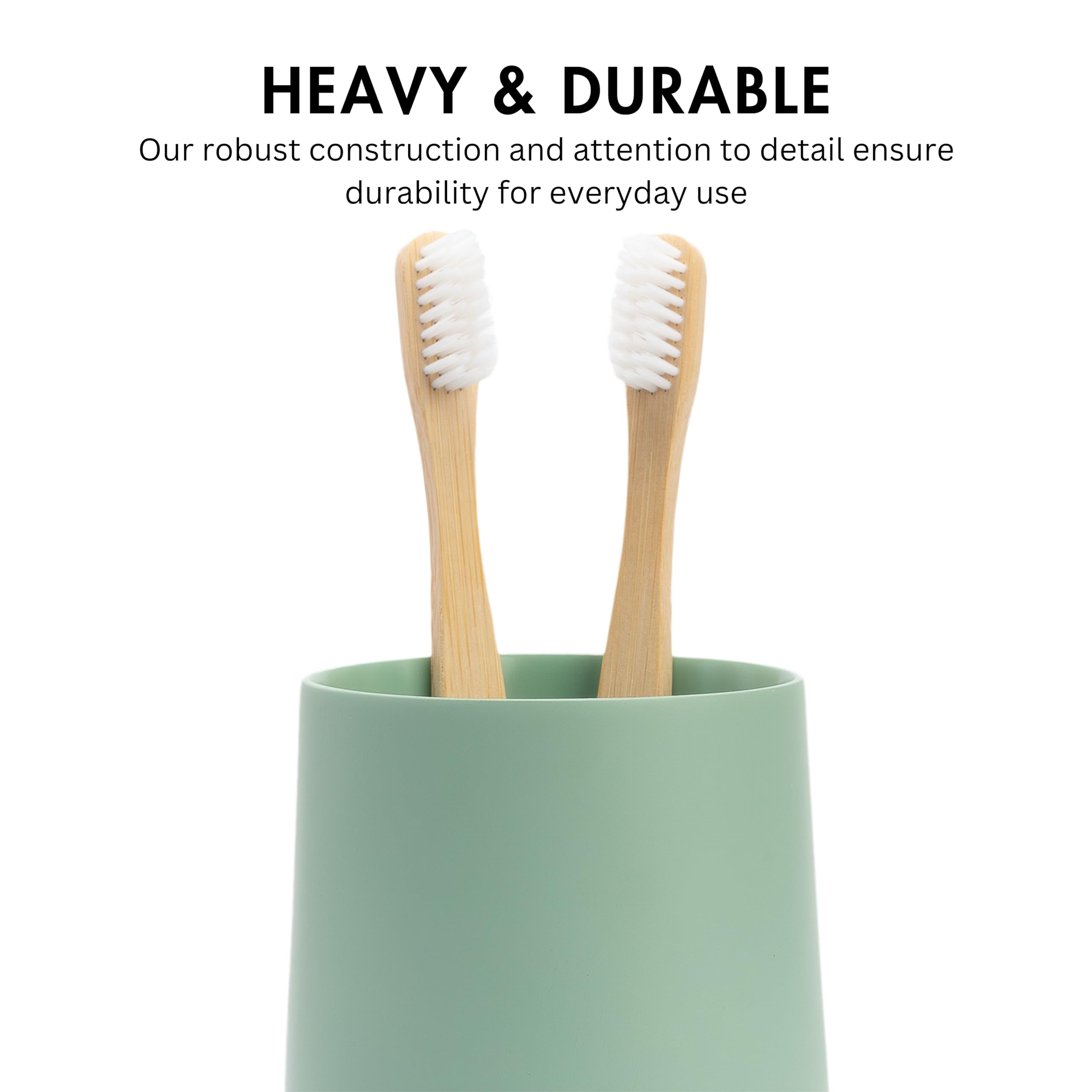 Yew Design Matte Sage Green Toothbrush And Toothpaste Holder And Cup For Bathroom Vanity And Countertop, Round Organizer For Ele